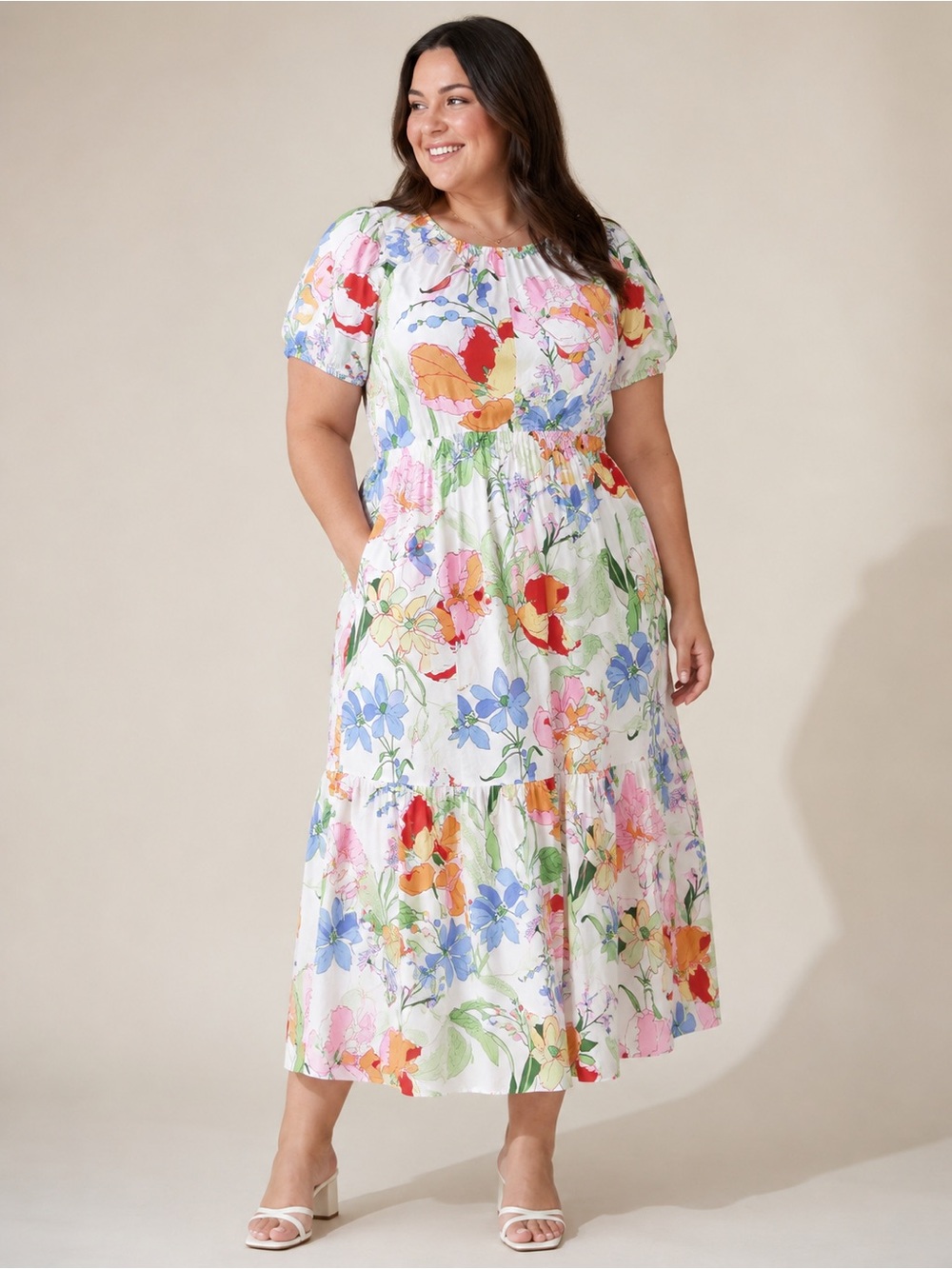 Sugarlips White Multi Floral Maxi Dress